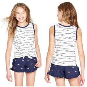 Vineyard Vines Target Girls' Striped Whale Line Tie Front Crewneck Tank (14-16)